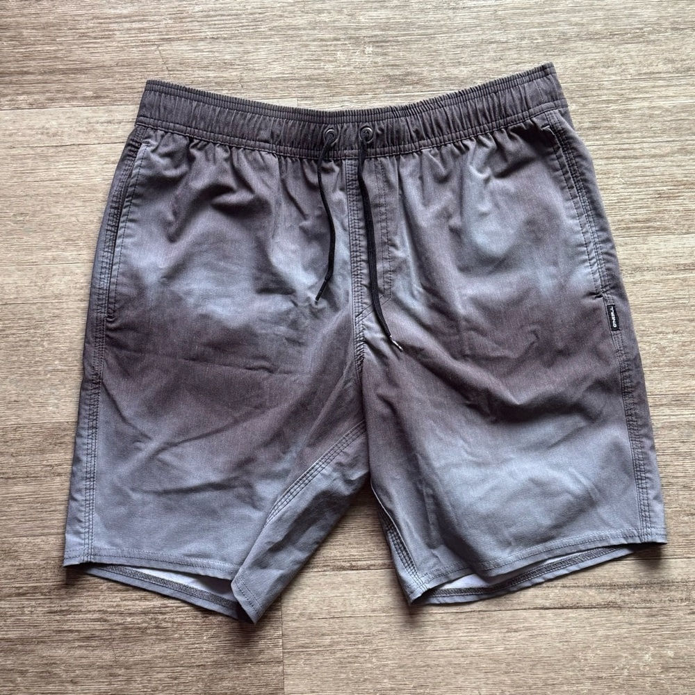 Casual Gray Elastic Waist Boardshorts